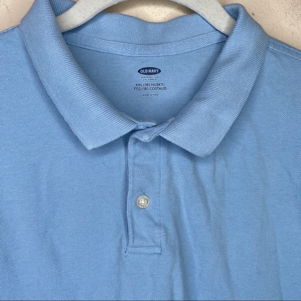 Old Navy Blue 100% Cotton Polo Boys XXL Husky